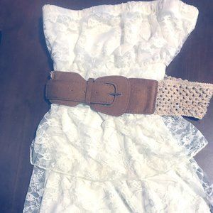 Lace Strapless Blouse with belt S